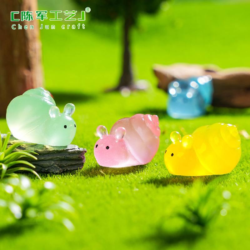 Phụ Kiện Tiểu Cảnh 苔藓微景观创意夜光圆圆小蜗牛园艺造景 DIY装饰品配件迷你小摆件