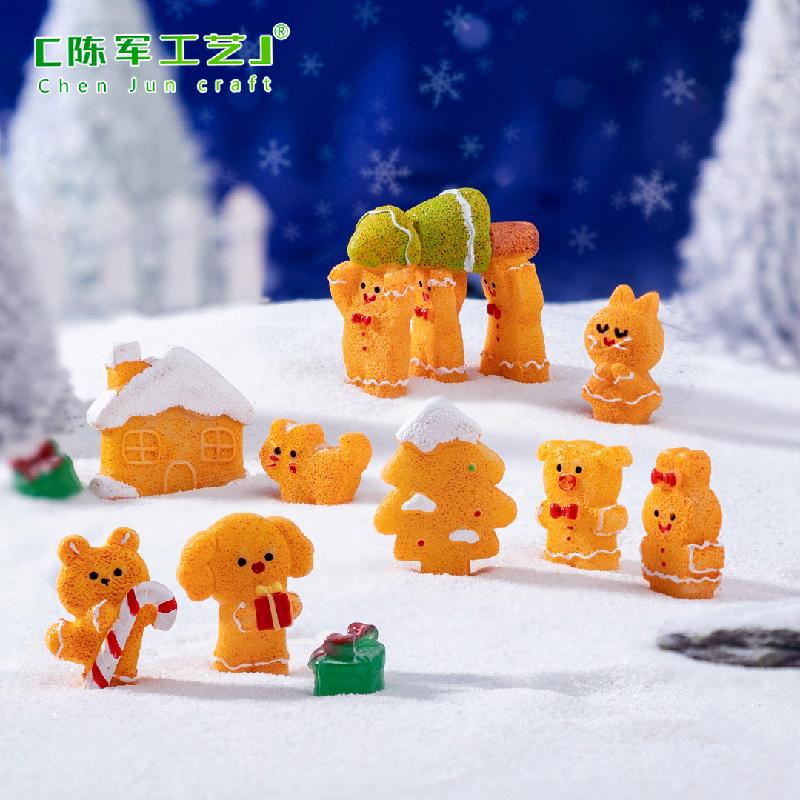 Phụ Kiện Tiểu Cảnh 微景观创意圣诞姜饼人小动物公仔 DIY装饰品挂配件迷你桌面小摆件