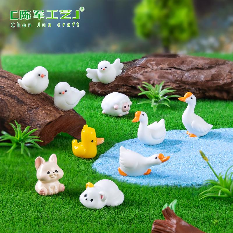 Phụ Kiện Tiểu Cảnh 微景观创意可爱动物小猫咪小黄鸭公仔 DIY装饰品挂配件迷你小摆件