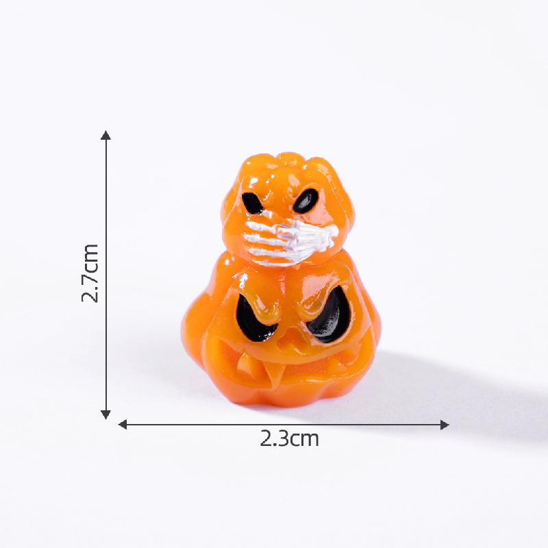 Tiểu cảnh bí ngô ma phát sáng Halloween DIY, phụ kiện tiểu cảnh mini resin cute (ZC-1126)