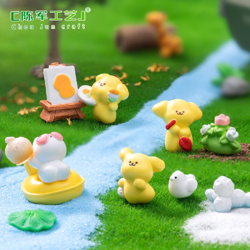 Phụ Kiện Tiểu Cảnh 微景观创意春游小狗公仔园艺造景 DIY装饰品挂配件迷你桌面小摆件