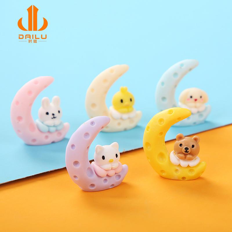 Charm thỏ và mặt trăng DIY trang trí vỏ điện thoại (FF-491)