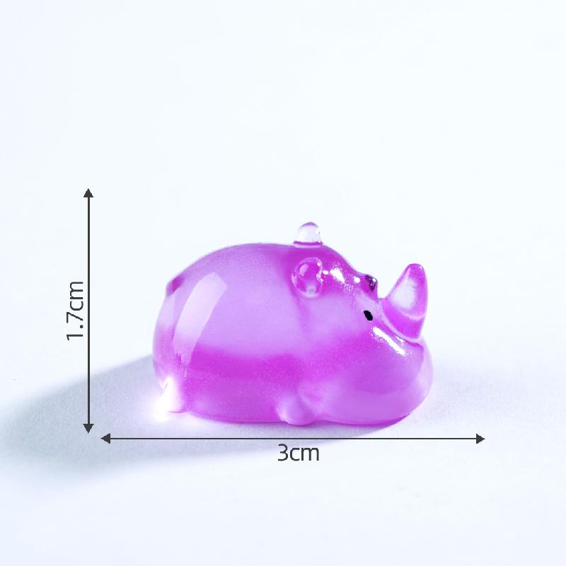 Tiểu cảnh tê giác phát sáng DIY, phụ kiện tiểu cảnh mini resin garden treo bàn đáng yêu cute (ZC-1451)