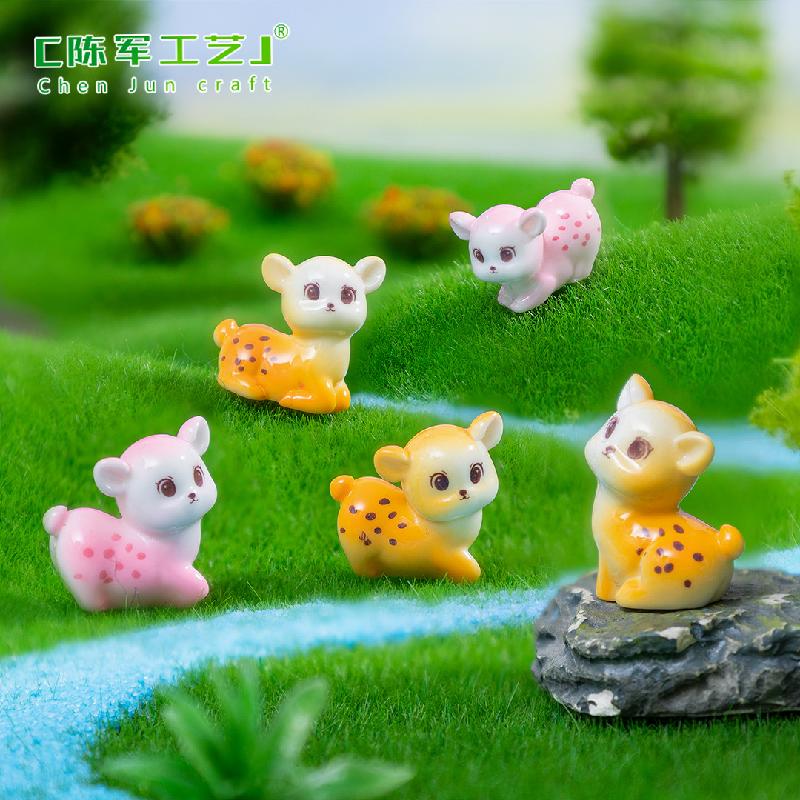 Phụ Kiện Tiểu Cảnh 微景观创意如意鹿鹿公仔园艺造景 DIY装饰品挂配件迷你树脂小摆件
