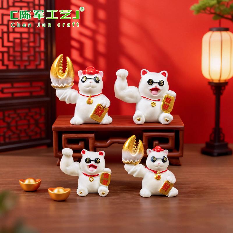 Phụ Kiện Tiểu Cảnh Tiểu cảnh mèo chiêu tài mini trang trí bàn và xe DIY (ZC-1217)