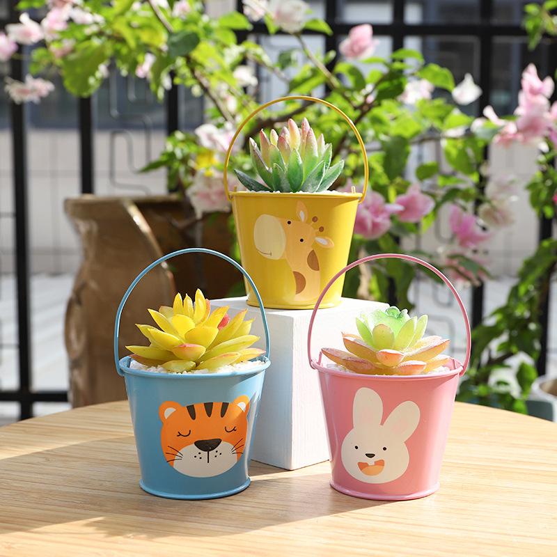Chậu Cây Resin Chậu cây mọng nước hoạt hình mini, chậu sắt để bàn, trang trí ban công và tiểu cảnh (RG-129)