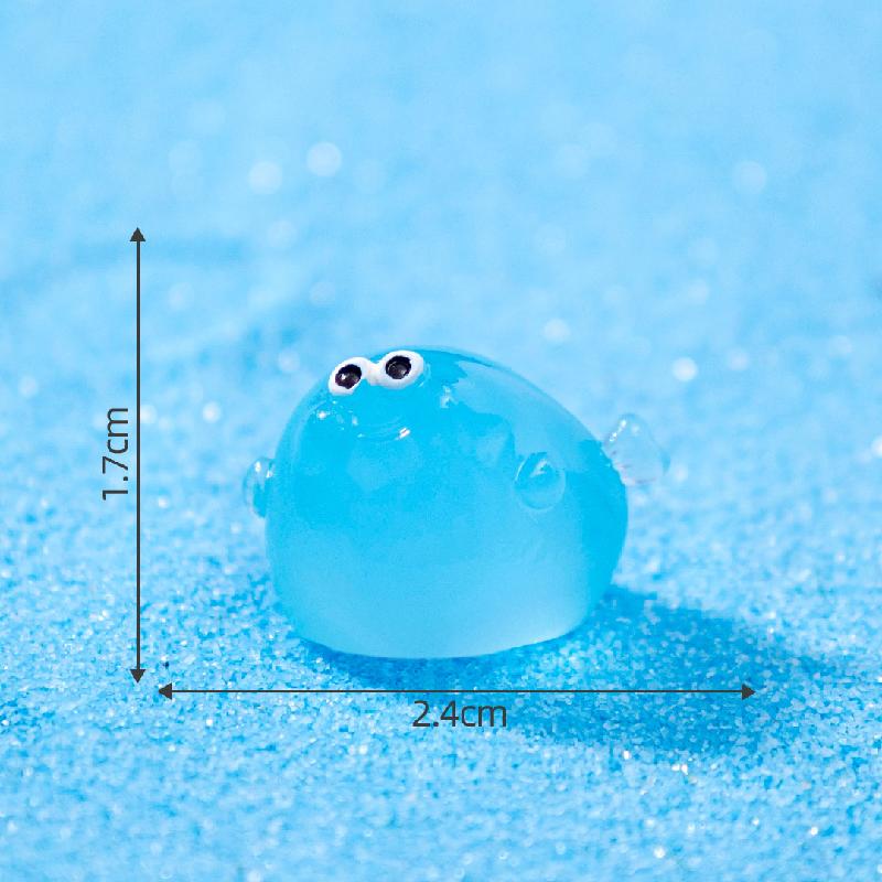 Tiểu cảnh cá mập tròn phát sáng DIY, phụ kiện tiểu cảnh mini resin bàn garden đáng yêu (ZC-1408)