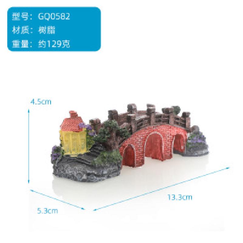 新款鱼缸装饰造型工艺品水族箱树脂工艺品大中小号桥热带鱼