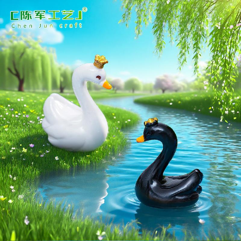 Phụ Kiện Tiểu Cảnh Thiên nga đen trắng đáng yêu mini trang trí (PK-737)