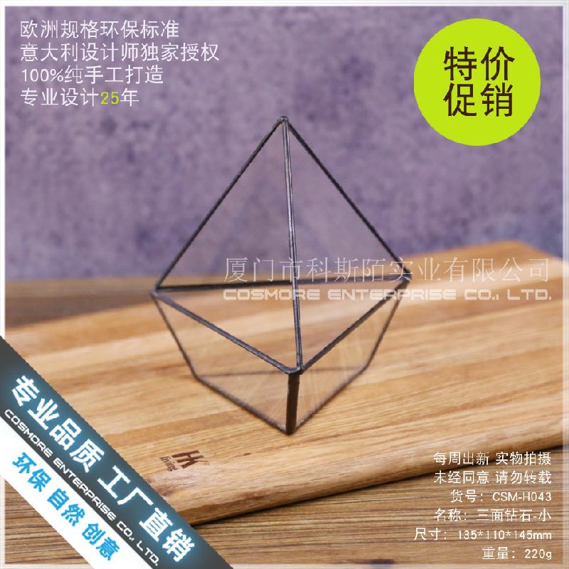 Chậu Đa Giác Nhà kính 3 mặt kim cương nhỏ Terrarium (DG-212)