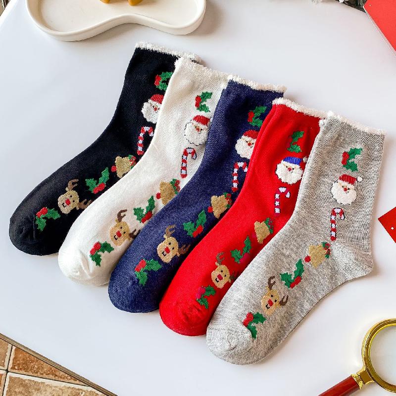 Trang Trí Noel Tất Giáng Sinh nữ: tất Santa, tất tuần lộc, tất cao cổ, thời trang mùa thu đông, sản phẩm mới từ Zhuji.