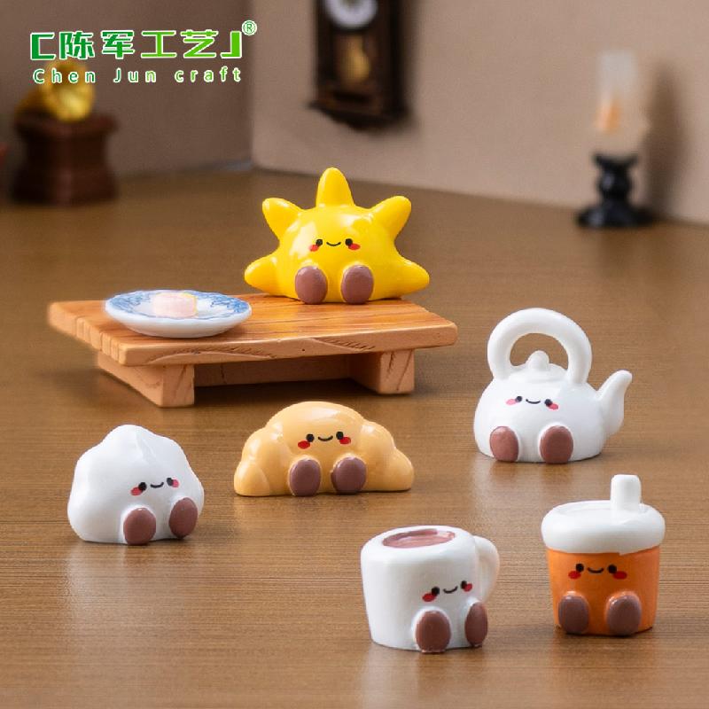 Phụ Kiện Tiểu Cảnh 微景观创意治愈小动物牛角包太阳萌粒 DIY装饰品挂配件迷你小摆件