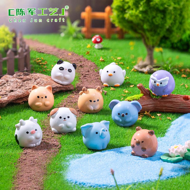 Phụ Kiện Tiểu Cảnh 微景观创意可爱圆嘟嘟熊猫小狗小动物 DIY装饰配件迷你桌面小摆件