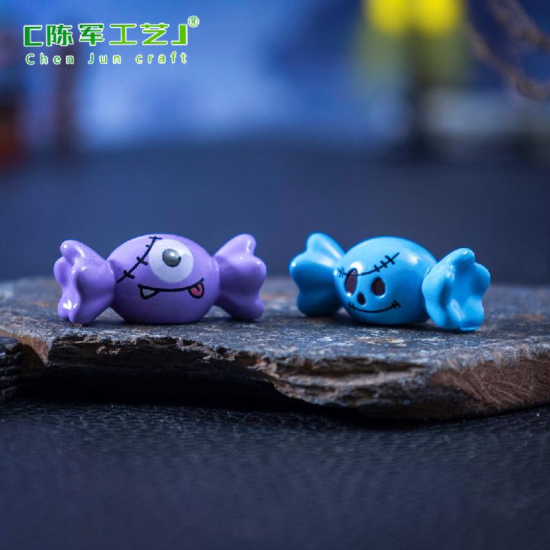 Phụ Kiện Tiểu Cảnh 跨境外贸微景观创意南瓜骷髅糖果萌粒 DIY装饰配件迷你桌面小摆件
