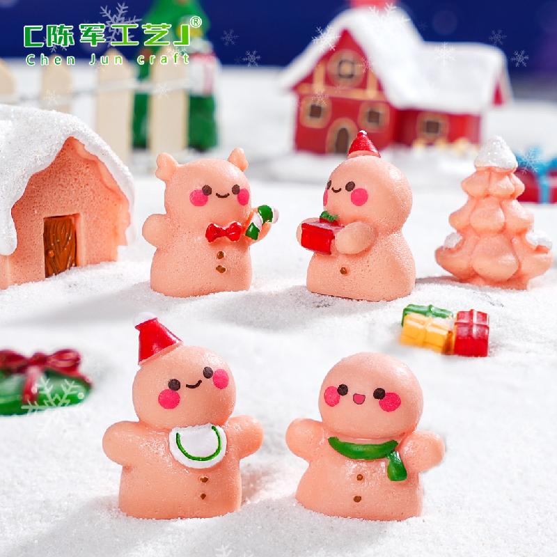 Phụ Kiện Tiểu Cảnh 跨境微景观创意圣诞姜饼人公仔节日造景 DIY装饰品配件迷你小摆件