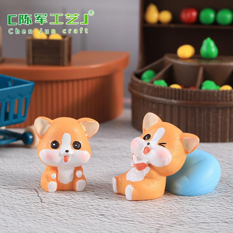 Tiểu cảnh chó Corgi đáng yêu resin trang trí chậu cây (ZC-668)