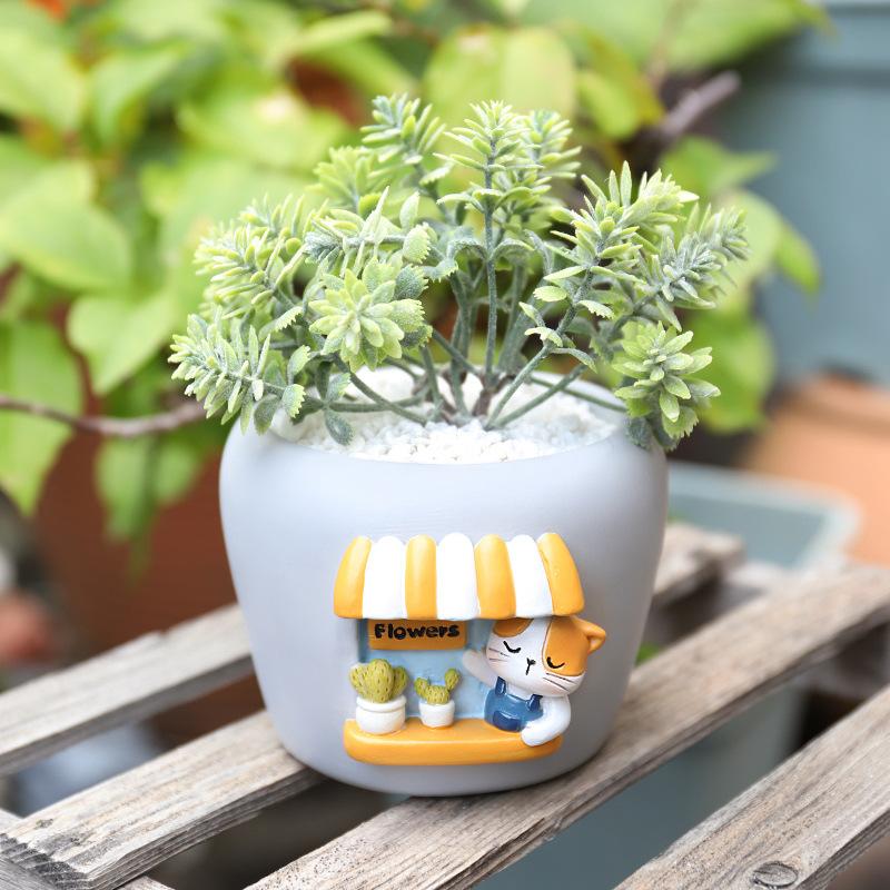 Chậu Cây Resin Chậu cây mọng nước thú cưng hoạt hình resin, chậu mini trang trí ban công, tiểu cảnh (RG-37)