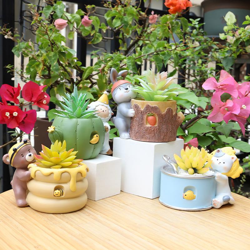 Chậu Cây Resin Chậu cây mọng nước hình mùa thu hoạch resin, chậu mini trang trí nhà, bàn làm việc và tiểu cảnh (RG-81)