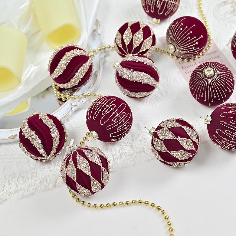 Trang Trí Noel Bóng Noel nhung cao cấp, sơn tay sang trọng, phụ kiện treo cây thông Noel, trang trí lễ hội Giáng Sinh