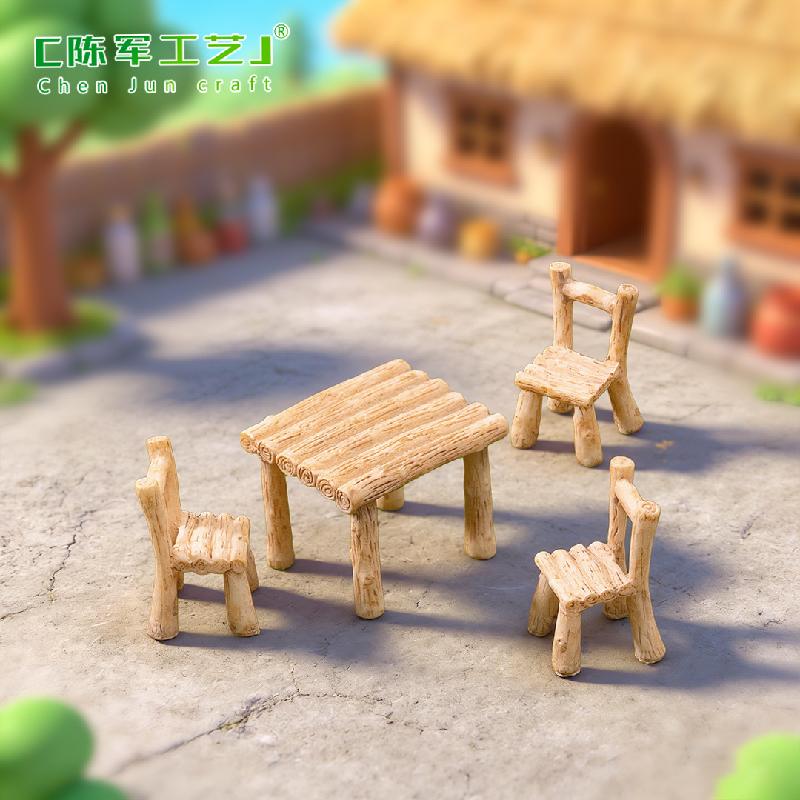 Phụ Kiện Tiểu Cảnh Tiểu cảnh bàn ghế vuông, phụ kiện trang trí cây cảnh mini (ZC-172)