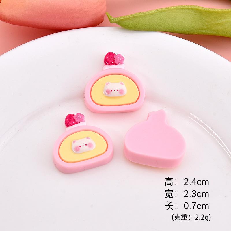 Gấu dâu hoa anh đào resin, phụ kiện DIY (NX-622)