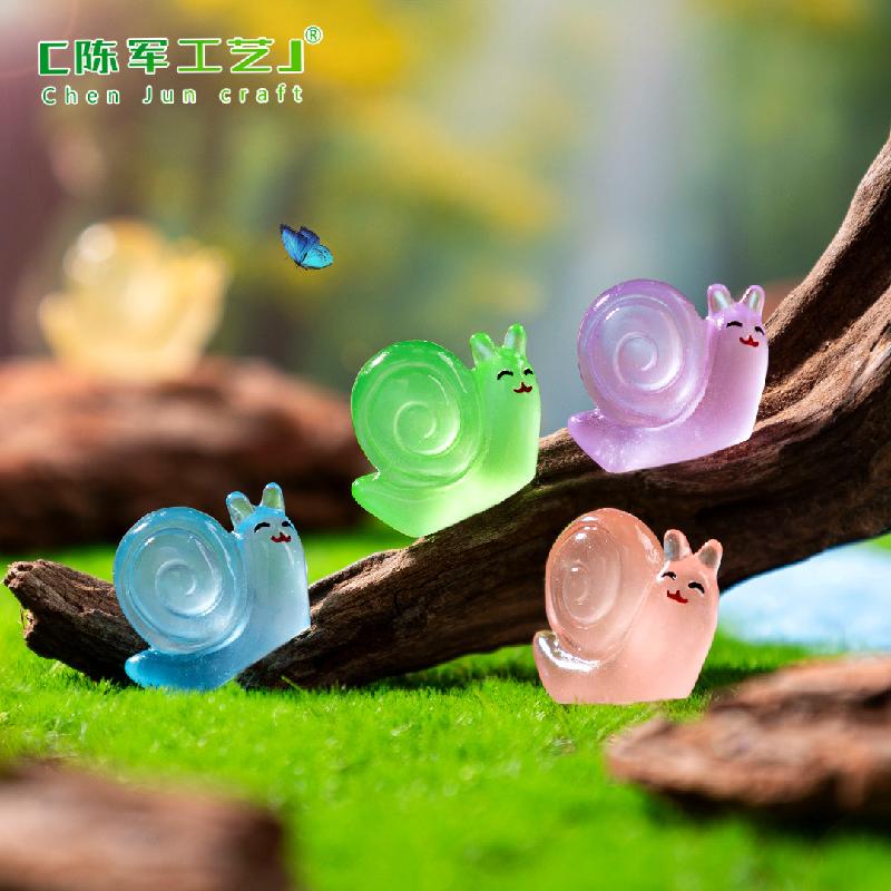 Phụ Kiện Tiểu Cảnh 跨境新品微景观创意夜光小蜗牛园艺造景 DIY装饰品配件迷你小摆件
