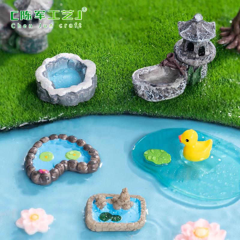 Phụ Kiện Tiểu Cảnh 苔藓微景观创意仿真水池塔楼园艺造景 DIY装饰配件微缩迷你小摆件