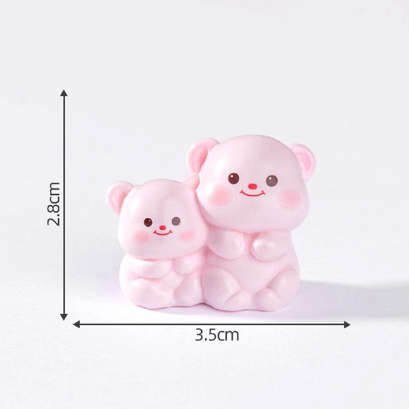 Tiểu cảnh gấu hồng dễ thương, búp bê DIY, phụ kiện xe hơi tiểu cảnh bàn mini (ZC-470)