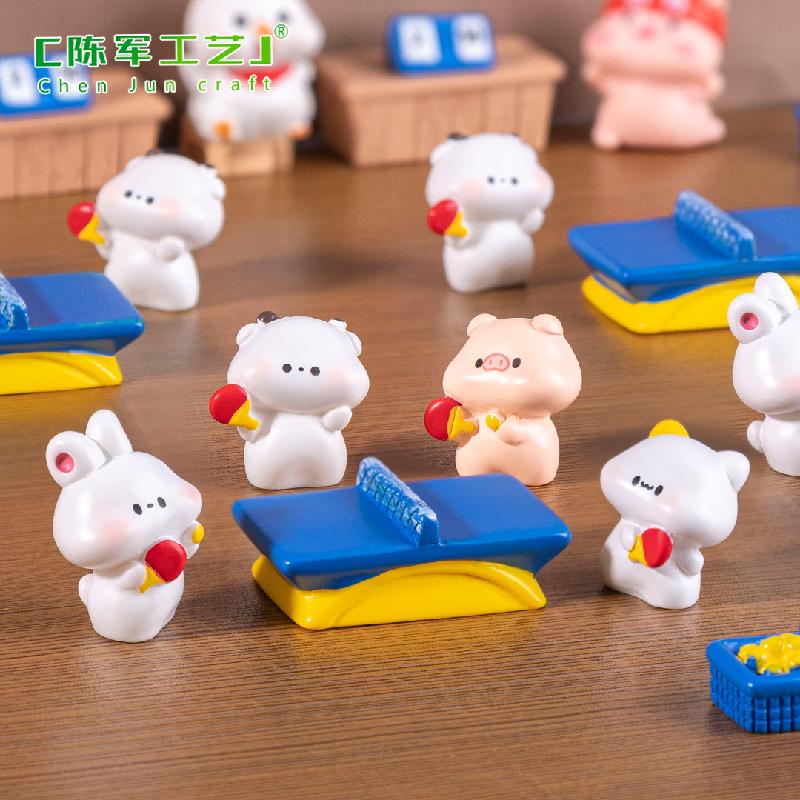 微景观创意运动会乒乓球小动物公仔 DIY装饰品配件微缩场景小摆件