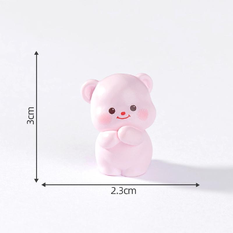 Tiểu cảnh gấu hồng dễ thương, búp bê DIY, phụ kiện xe hơi tiểu cảnh bàn mini (ZC-470)