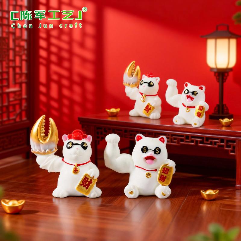 Phụ Kiện Tiểu Cảnh Tiểu cảnh mèo chiêu tài mini trang trí bàn và xe DIY (ZC-1217)