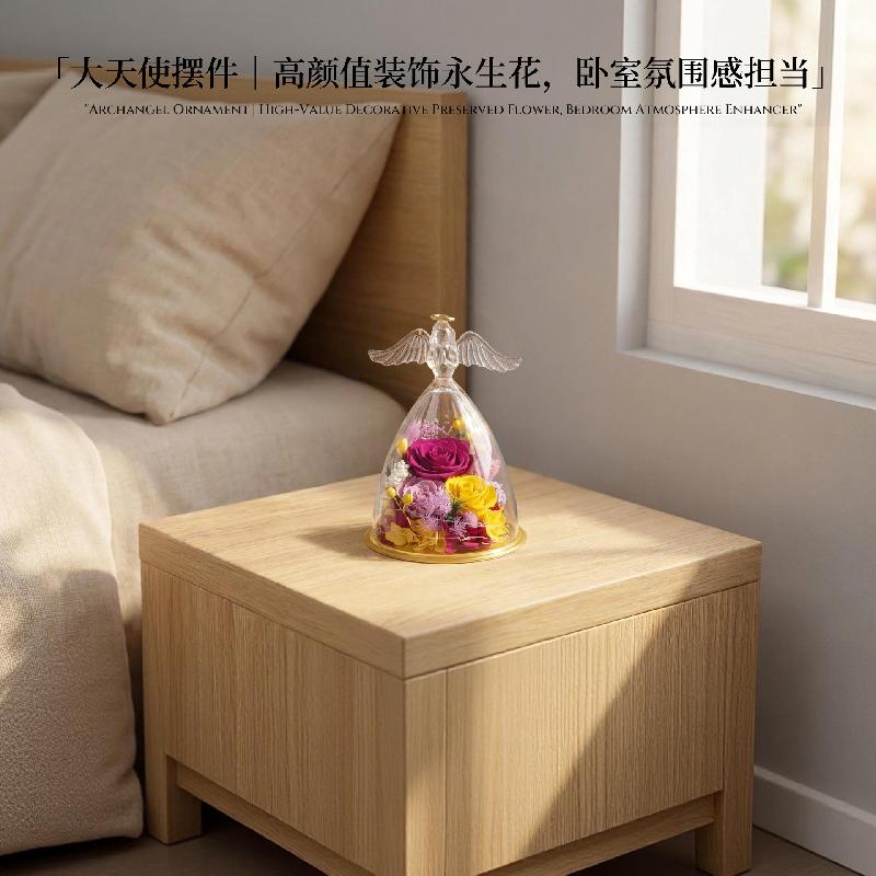 Hoa khô trang trí Tượng thiên thần hoa vĩnh cửu đèn trang trí quà sinh nhật (HK-81)