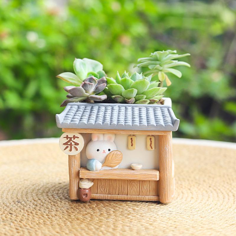 Chậu Cây Resin Chậu cây mọng nước hình thỏ resin, chậu mini trang trí bàn, ban công, tiểu cảnh DIY (RG-47)