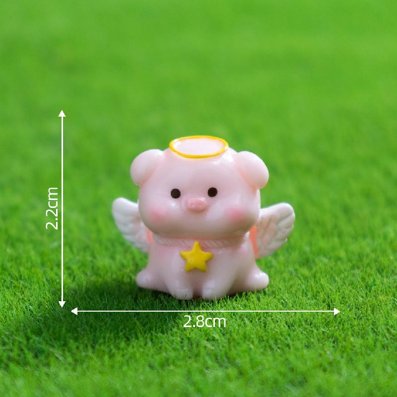 Tiểu cảnh heo mèo thiên thần DIY, phụ kiện tiểu cảnh mini resin đáng yêu, nhỏ gọn (ZC-883)