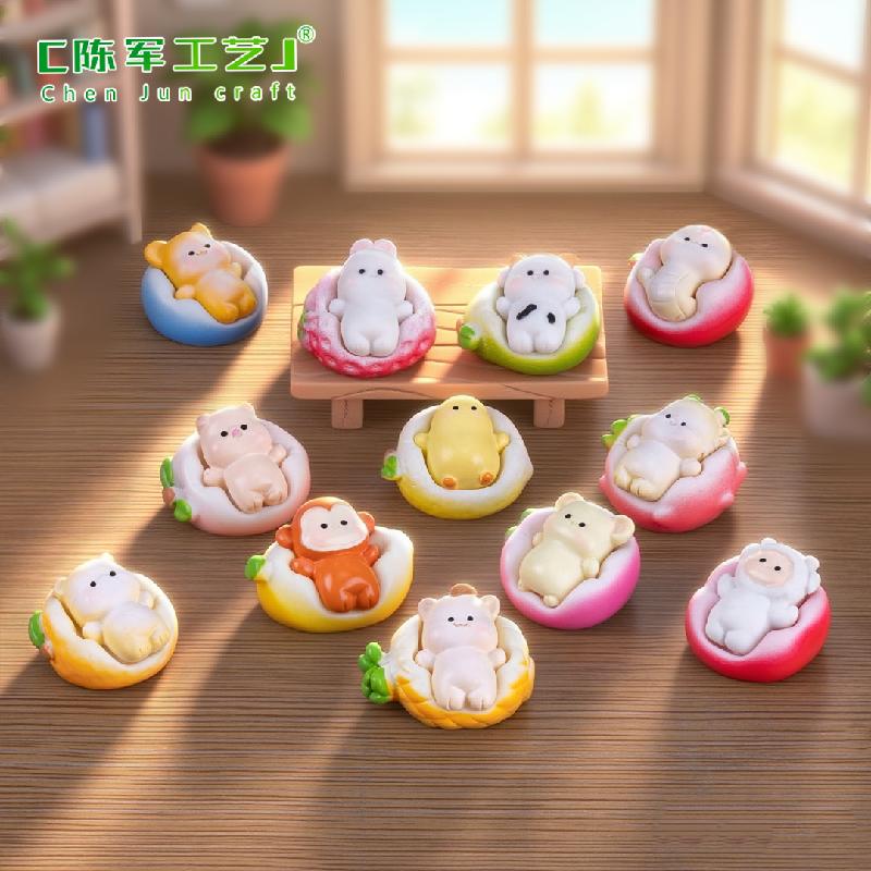 Phụ Kiện Tiểu Cảnh 微景观创意躺平十二生肖沙发萌粒公仔 DIY装饰品挂配件迷你小摆件