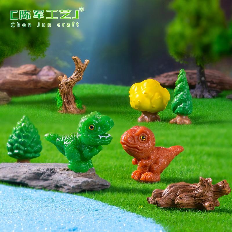 Phụ Kiện Tiểu Cảnh 跨境新品微景观创意写实恐龙树桩园艺造景 DIY装饰配件迷你小摆件