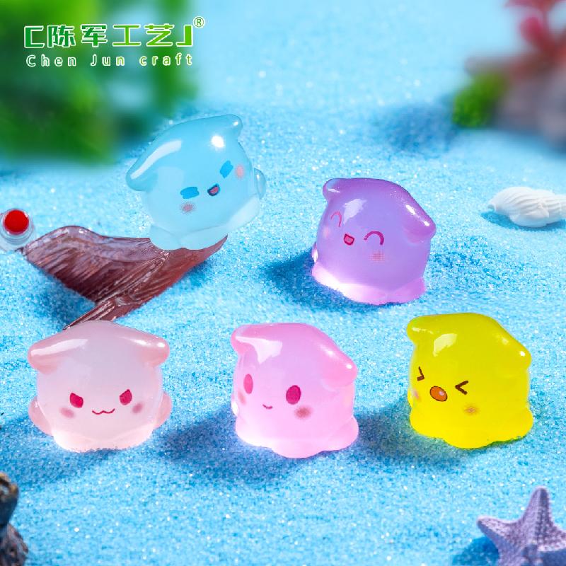 Phụ Kiện Tiểu Cảnh 跨境外贸微景观夜光可爱小章鱼海洋造景 DIY装饰品配件迷你小摆件