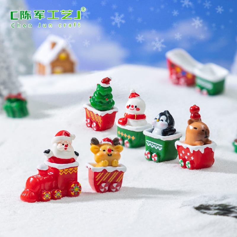 Phụ Kiện Tiểu Cảnh 跨境新品圣诞雪人小鹿萌粒雪地造景 DIY装饰品配件迷你桌面小摆件