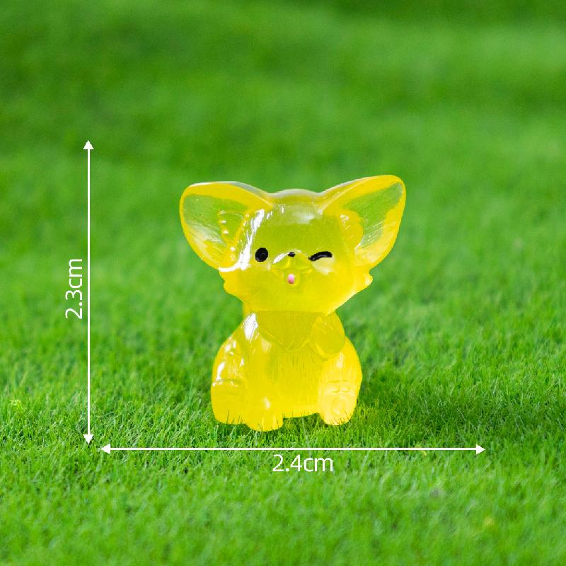 Tiểu cảnh cáo tai lớn phát sáng DIY, phụ kiện tiểu cảnh mini garden resin treo bàn cute (ZC-1423)