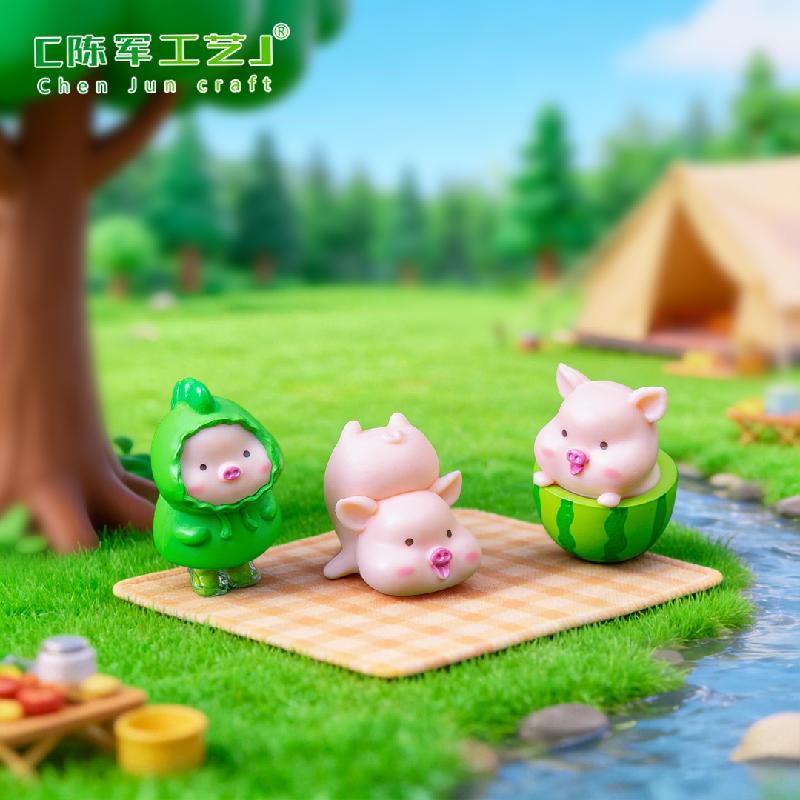 Phụ Kiện Tiểu Cảnh Tiểu cảnh heo dễ thương, túi xách và dưa hấu mini PVC (ZC-141)