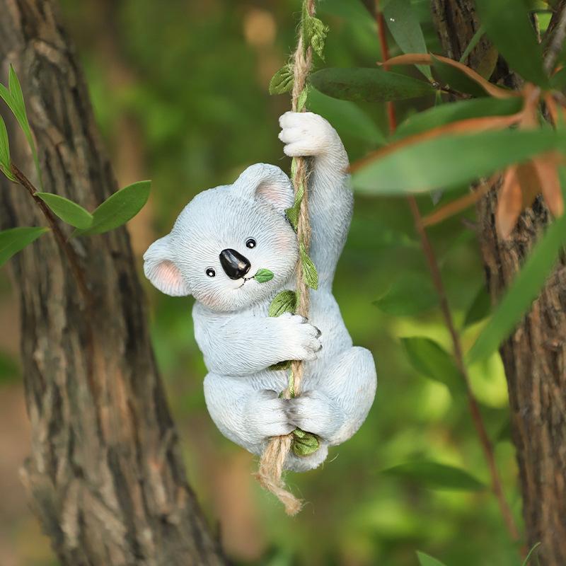 Chậu Cây Resin Móc treo khỉ và gấu koala resin, phụ kiện tiểu cảnh sân vườn, trang trí vườn ngoài trời (RG-51)