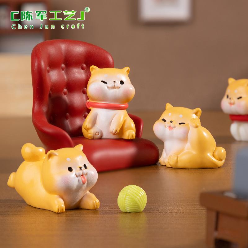 Phụ Kiện Tiểu Cảnh 微景观创意可爱调皮小狗娃娃屋 DIY装饰品配件迷你车载桌面小摆件