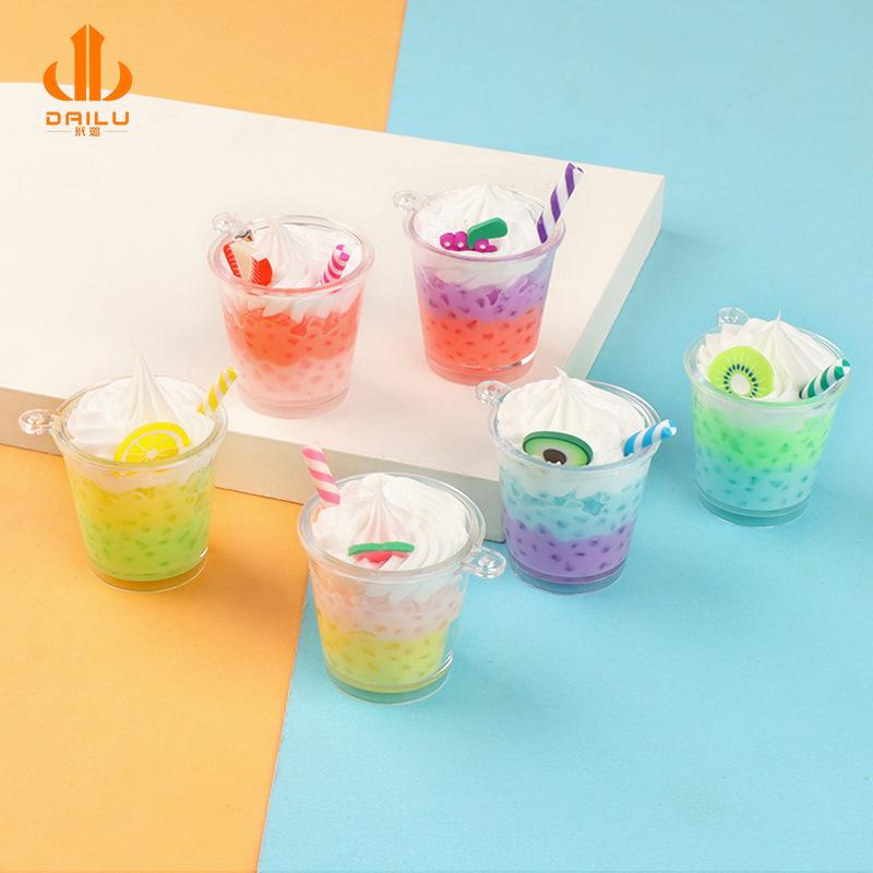 仿真夜光双色水果杯 diy饰品配件钥匙扣挂件摆件滴胶树脂diy材料