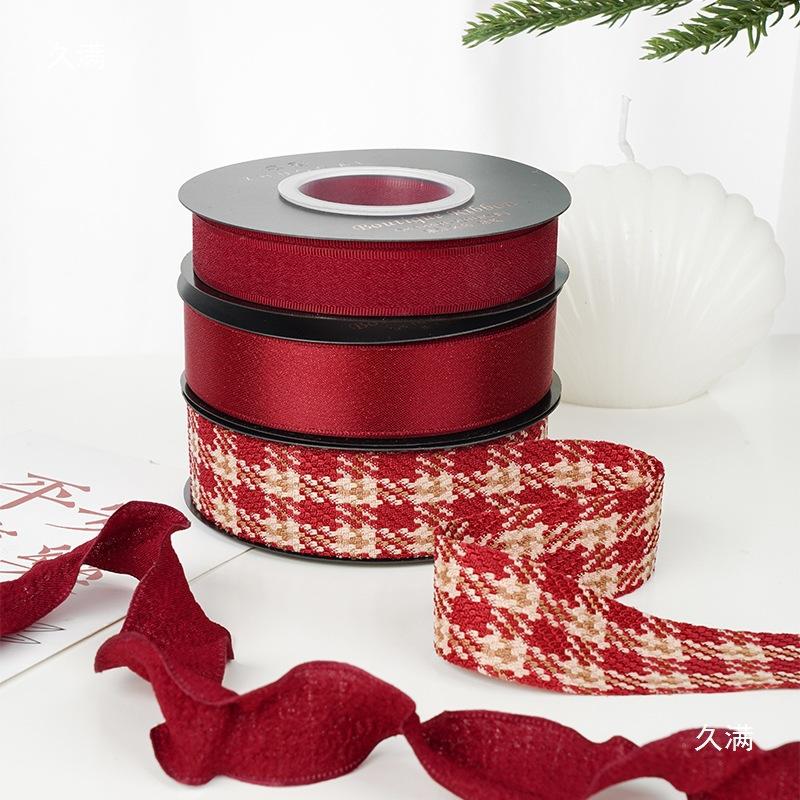 Trang Trí Noel Ruy băng đỏ rượu vang, dây lụa nhung cao cấp, gói quà, buộc hoa, trang trí Noel sang trọng và tinh tế