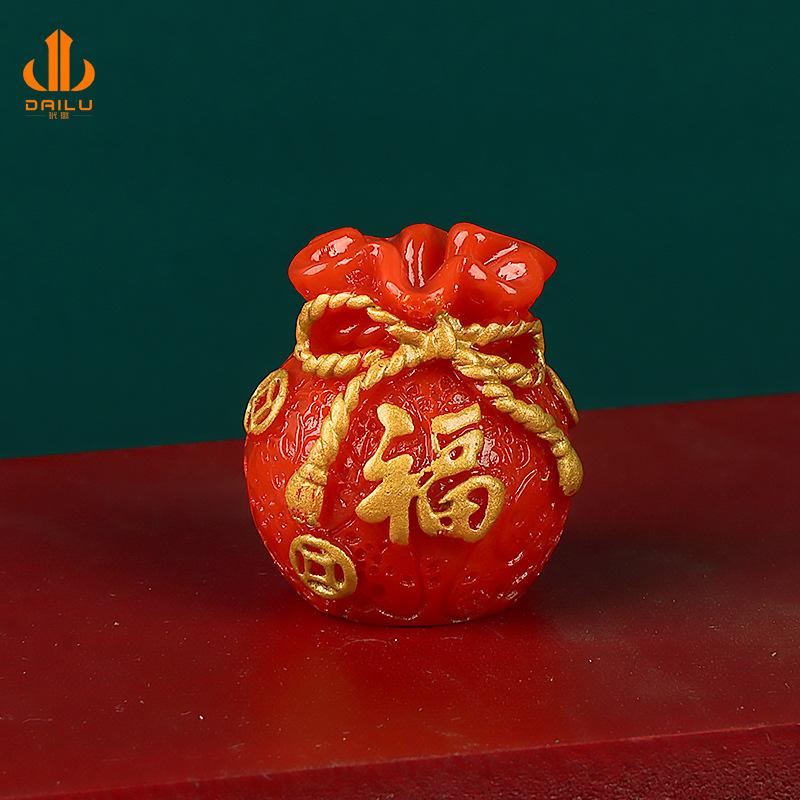 新年款 微景观树脂配件 元宝灯笼福袋DIY装饰创意配件摆件工厂