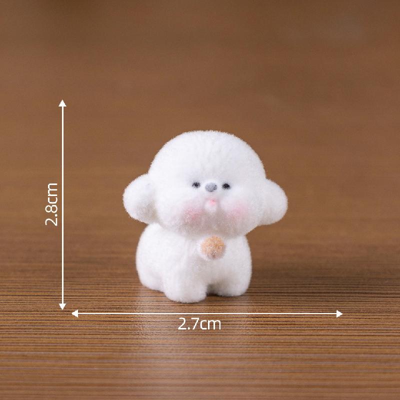 Tiểu cảnh cún trắng lông mềm, búp bê DIY, phụ kiện bàn xe hơi tiểu cảnh mini (ZC-368)