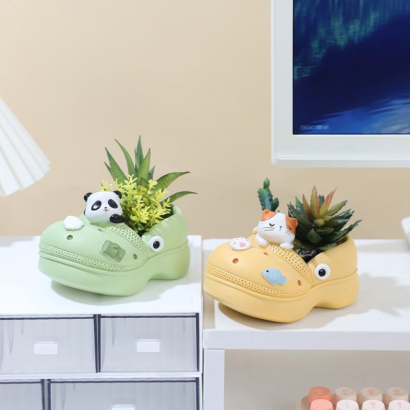 Chậu Cây Resin Chậu cây hình dép Crocs resin cỡ lớn, chậu mọng nước mini, trang trí sân vườn và tiểu cảnh (RG-239)