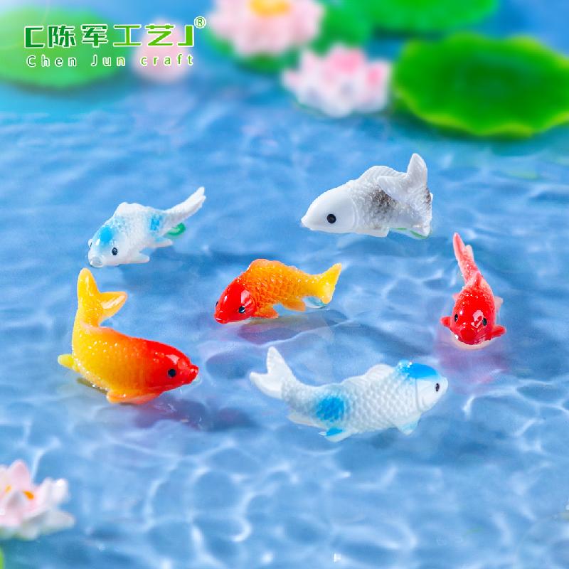 Phụ Kiện Tiểu Cảnh 微景观创意写实小锦鲤金鱼萌粒鱼缸造景 DIY装饰品配件迷你小摆件