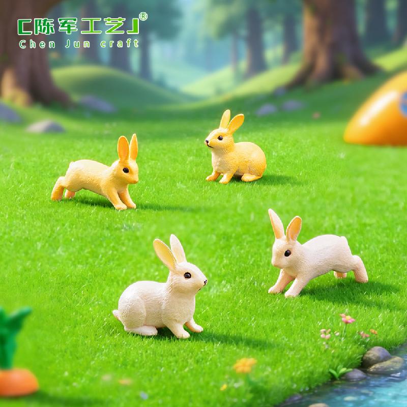 Phụ Kiện Tiểu Cảnh Tiểu cảnh thỏ chạy và thỏ ngồi trang trí cây mọng nước (ZC-649)