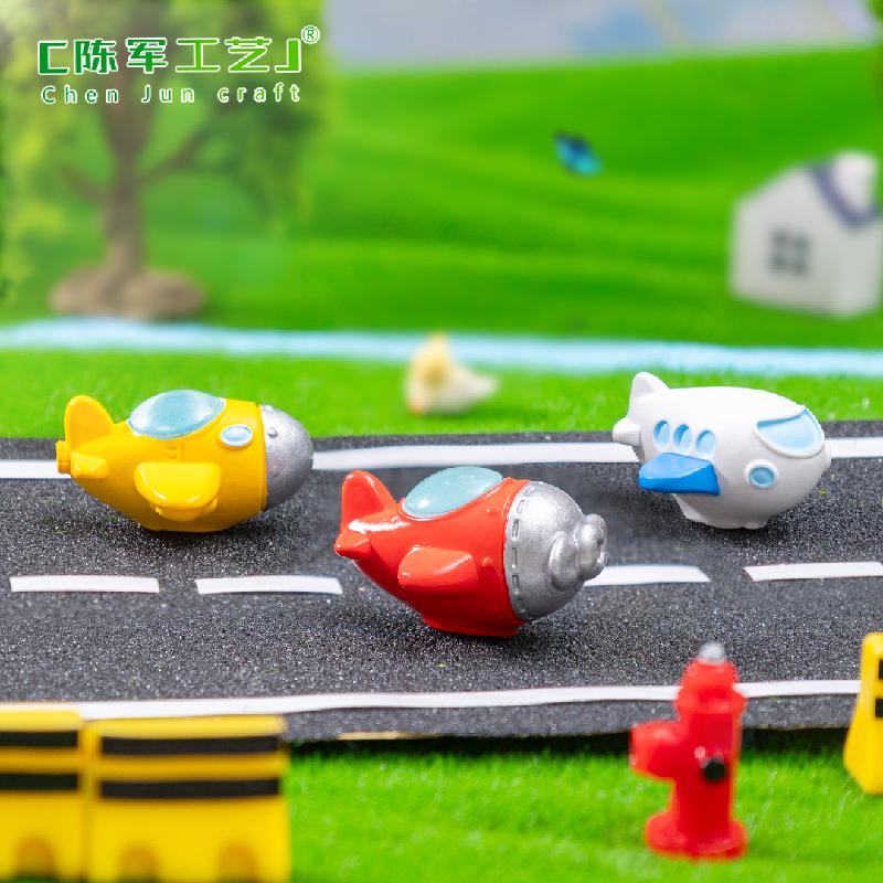 Phụ Kiện Tiểu Cảnh 微景观创意Q版小飞机客机模型DIY装饰品挂配件迷你车载桌面小摆件